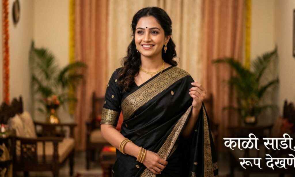 Black saree caption In marathi