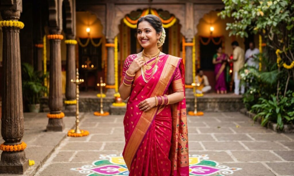 Creative Nauvari Saree Marathi Captions for Social Media