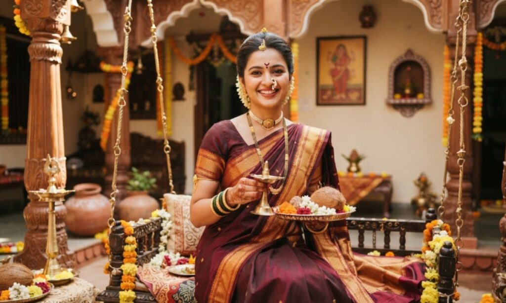 Cute Marathi Captions for Nauvari Saree Look