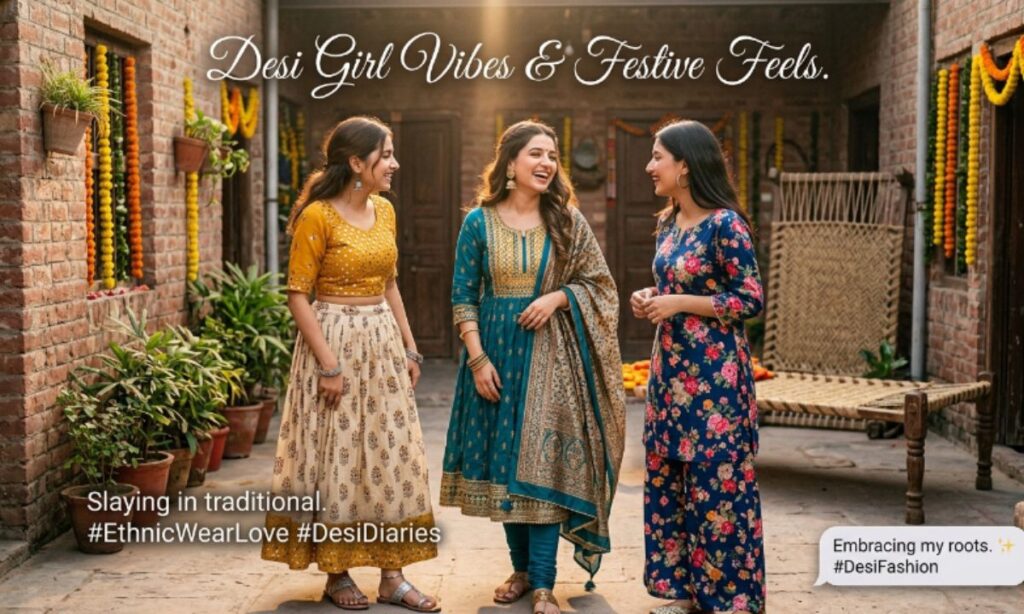 Desi Ethnic Wear Captions for Girls