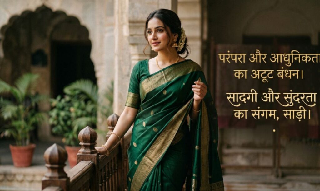 Elegant caption for saree pic in hindi 