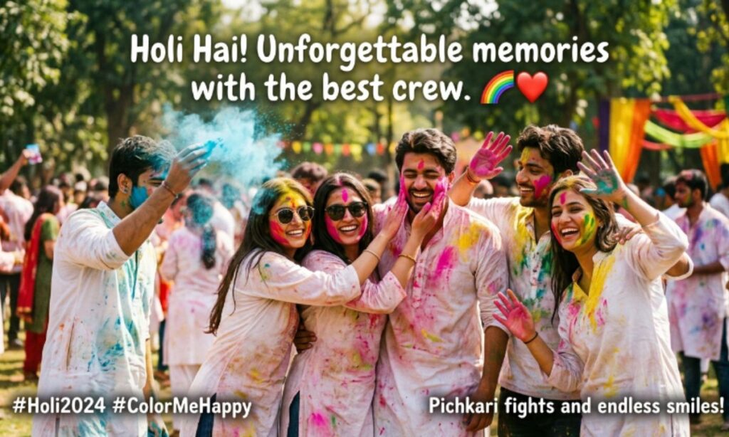 Holi Captions with Friends