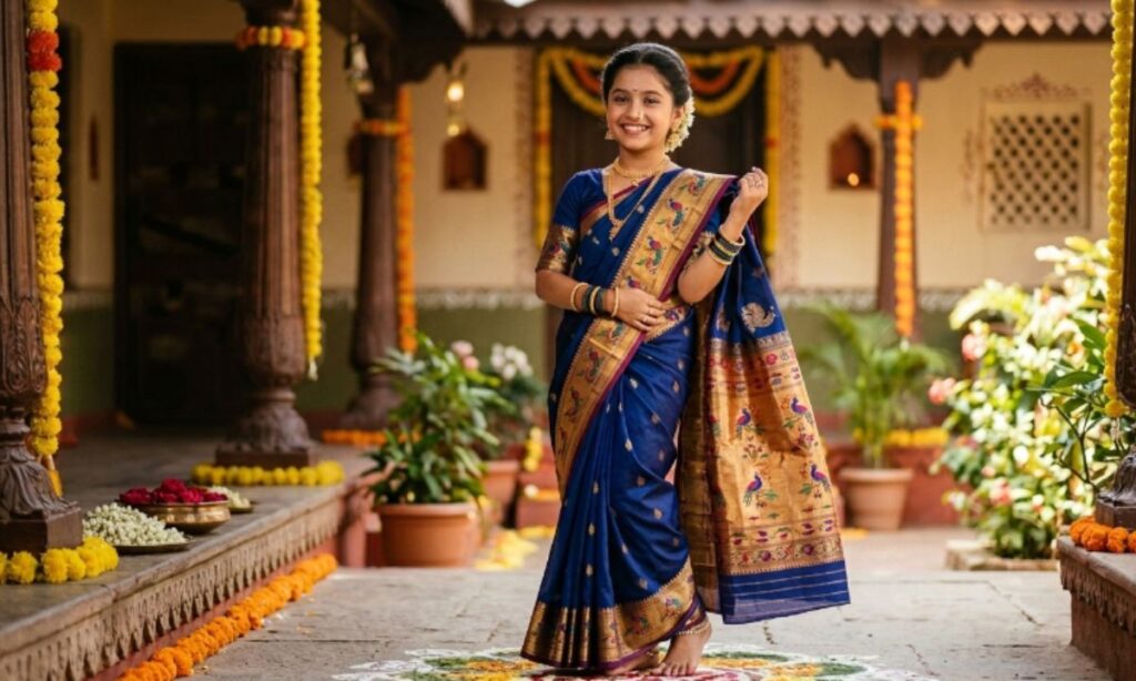 Saree caption in marathi for girl