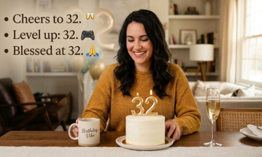 Short 32nd Birthday Captions