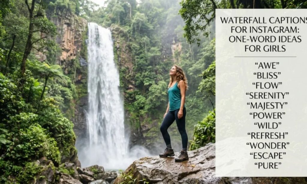 Waterfall Captions for Instagram for Girl One Word