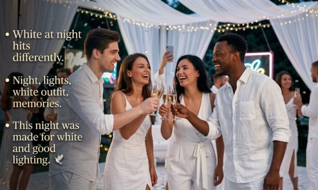 White Night Party Captions