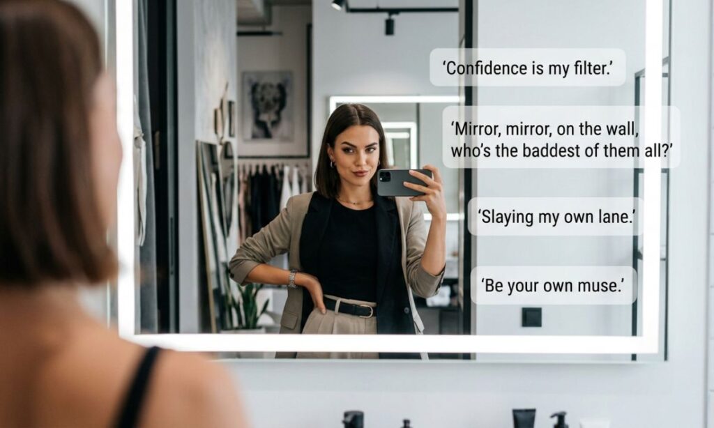 Bold Attitude Mirror Selfie Captions